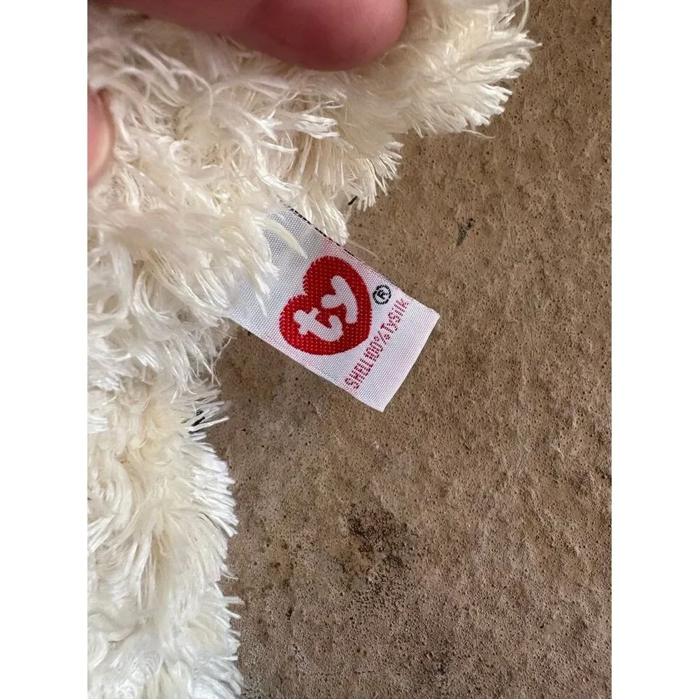 TY White Teddy Bear Plush Stuffed Animal Ivory Ribbon 16